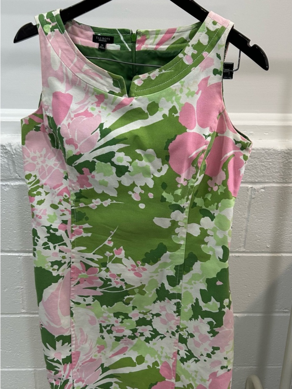 Talbots Green and Pink Floral Sheath Dress